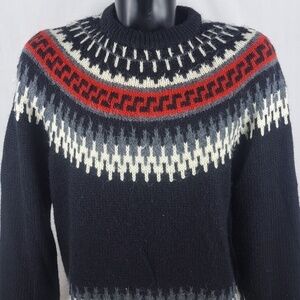 Vintage Peter England Aztec black & white mix blend XL pullover knit sweater